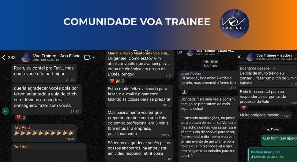 Suporte contínuo e acesso a comunidade Voa